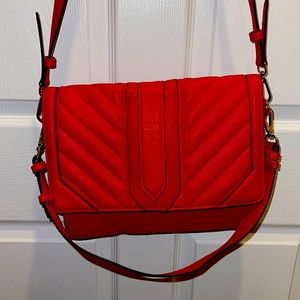 Large Cherry Red Quilted shoulder Bag.